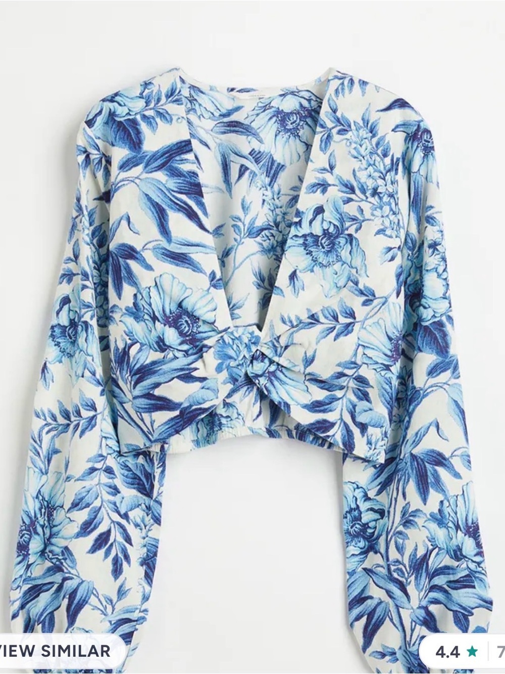 H&M White and Blue Floral Midi Skirt and Cropped Top Set - Picture 4 of 5